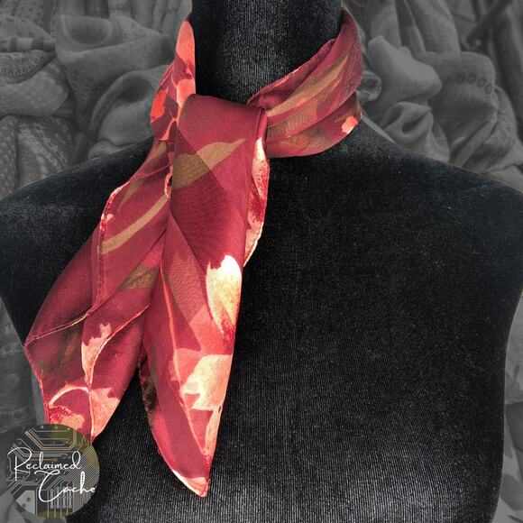 Burgundy Floral Scarf - Picture 1 of 7